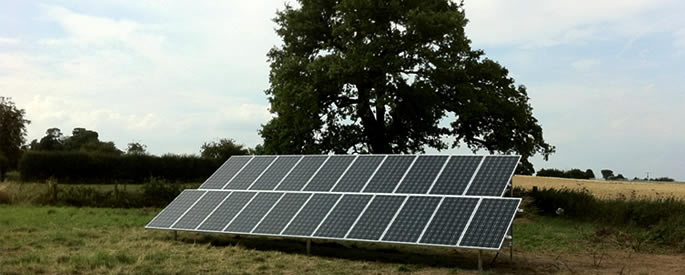 Commercial solar panels on a ground frame