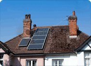 Solar panels on a roof of a private home